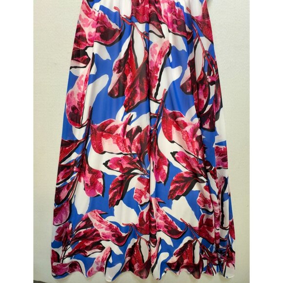 Signature By Robbie Bee Womens Maxi Halter Dress Size 12 Pink Blue Floral Summer - Picture 9 of 11